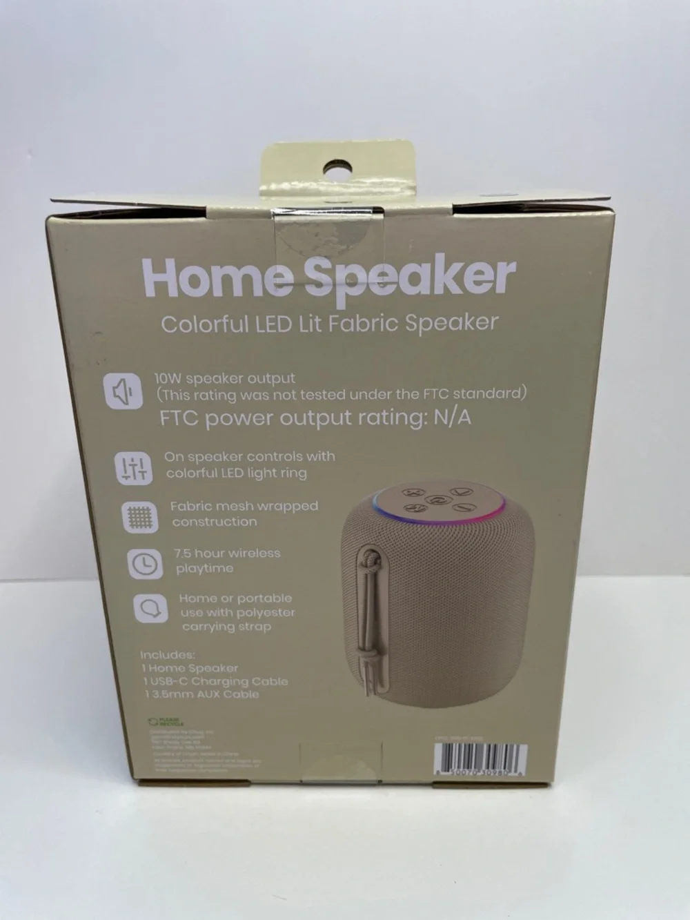 NIB Home Speaker - Colorful LED Lit Fabric Speaker (Beige) - Picture 2 of 2